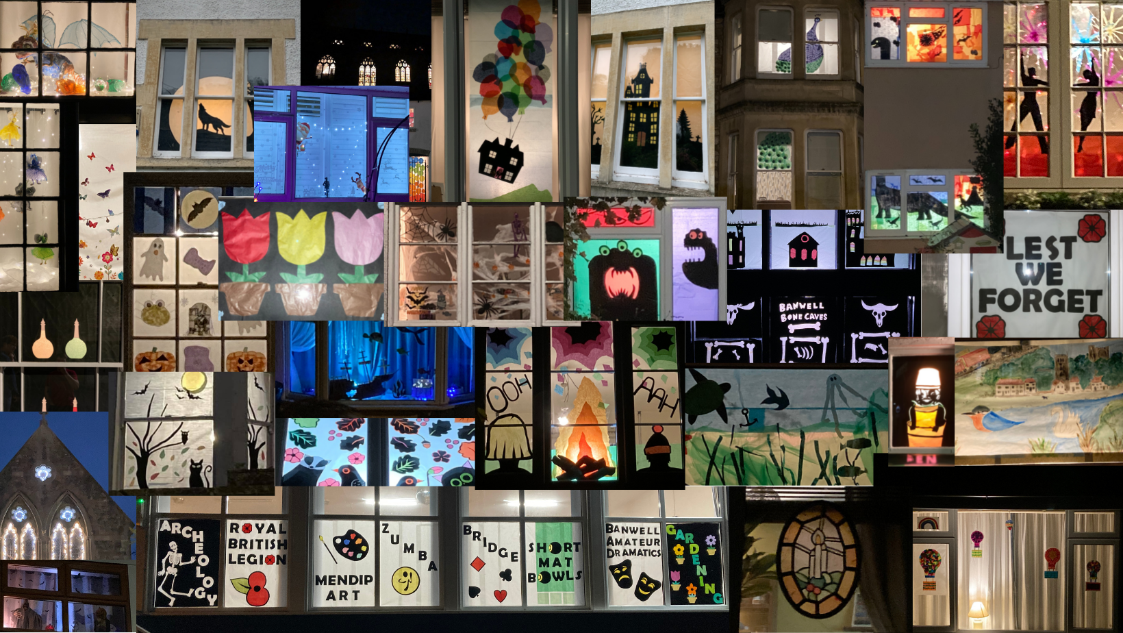 image of collage of all illuminated windows across banwell 