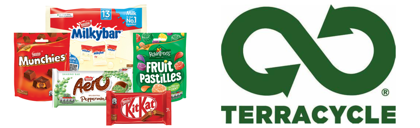 picture of sweet wrappers and terracycle logo 